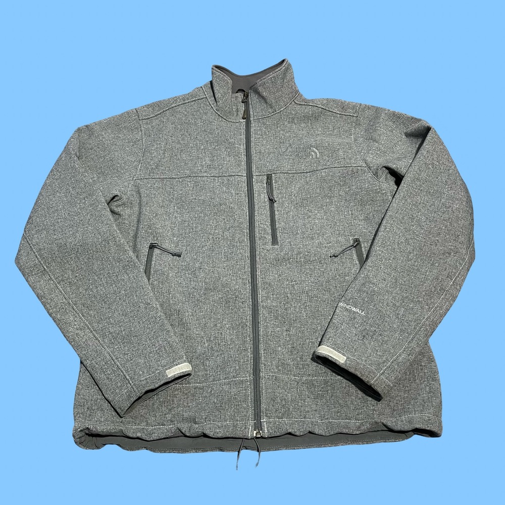 The North Face Mens WindWall Softshell Jacket Gray Full Zip Heathered Coat